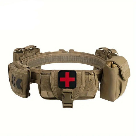 7-in-1 Tactical Battle Belt 1000D Nylon with Quick Release Buckle, Heavy Duty MOLLE Utility Belt for Police Military Outdoor