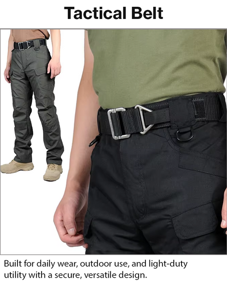 Adjustable Nylon Tactical Belt with Metal Buckle & V-Ring Utility Belt