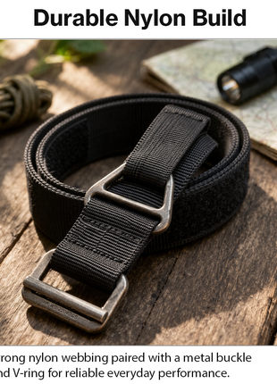 Adjustable Nylon Tactical Belt with Metal Buckle & V-Ring Utility Belt