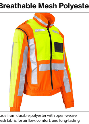 XL Reflective Construction Safety Jacket with Zip-Off Sleeves, Reflective Panels, Multiple Pockets and Weather-Resistant Workwear