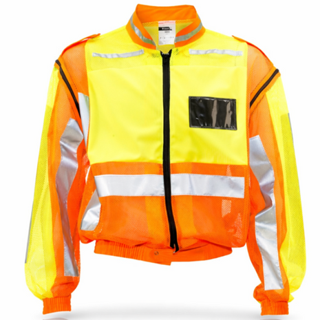 XL Reflective Construction Safety Jacket with Zip-Off Sleeves, Reflective Panels, Multiple Pockets and Weather-Resistant Workwear