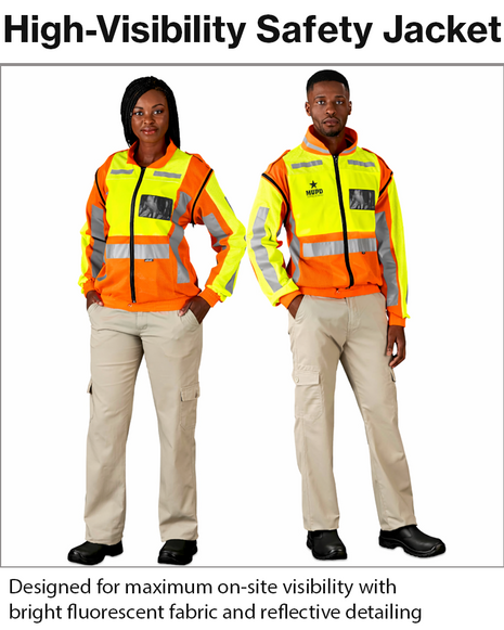 XL Reflective Construction Safety Jacket with Zip-Off Sleeves, Reflective Panels, Multiple Pockets and Weather-Resistant Workwear