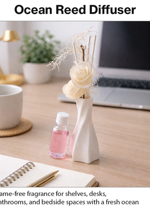 Glass Reed Diffuser Lavender Fragrance with Decorative Flowers, Fragrance Oil Included,Home Fragrance