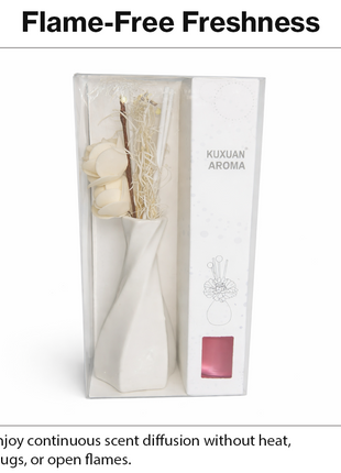 Glass Reed Diffuser Lavender Fragrance with Decorative Flowers, Fragrance Oil Included,Home Fragrance