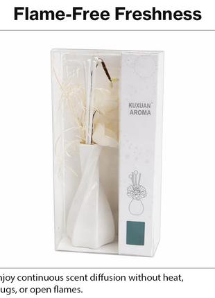 Glass Reed Diffuser Ocean Fragrance with Decorative Flowers, Fragrance Oil Included, Home Fragrance