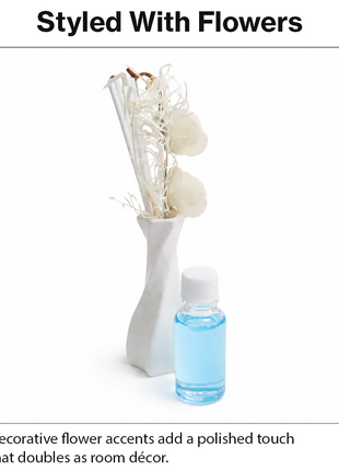 Glass Reed Diffuser Ocean Fragrance with Decorative Flowers, Fragrance Oil Included, Home Fragrance