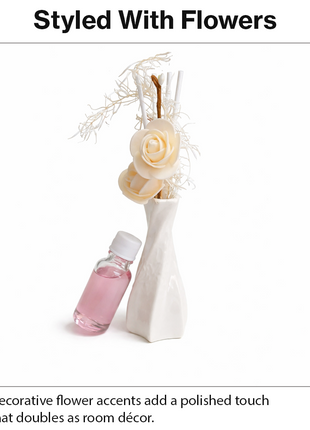 Glass Reed Diffuser Lavender Fragrance with Decorative Flowers, Fragrance Oil Included,Home Fragrance