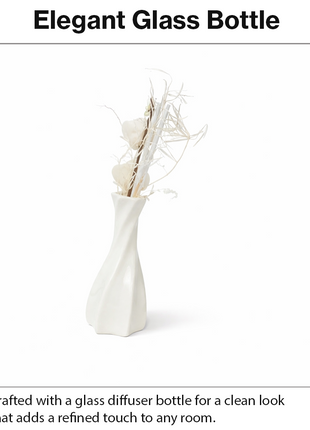 Glass Reed Diffuser Jasmine Fragrance with Decorative Flowers, Fragrance Oil Included,  Home Fragrance
