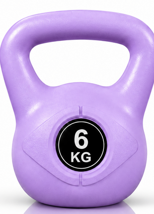 Vinyl Coated Cement Filled Kettlebell Weight 2kg to 16kg Home Gym Strength Training - 6kg