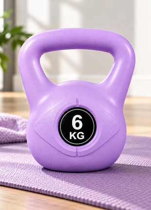 Vinyl Coated Cement Filled Kettlebell Weight 2kg to 16kg Home Gym Strength Training - 6kg