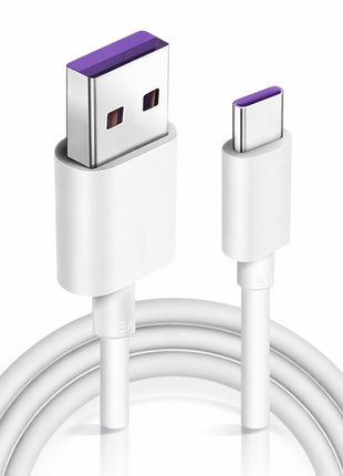 USB-A to USB-C Charging & Data Cable 80 cm Nylon Durable Travel Cable for USB-C Smartphones Tablets GPS MP4 Devices White