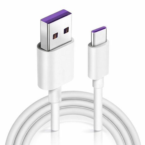 USB-A to USB-C Charging & Data Cable 80 cm Nylon Durable Travel Cable for USB-C Smartphones Tablets GPS MP4 Devices White