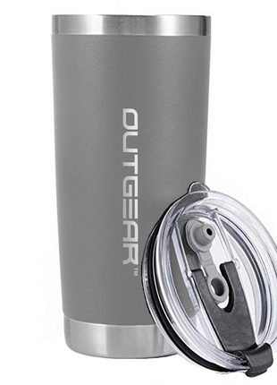 OutGear 600ml Stainless Steel Thermal Travel Mug – Double-Wall Insulated, BPA-Free Sliding Lid, Hot & Cold Retention, Fits Car Cup Holders - Gray
