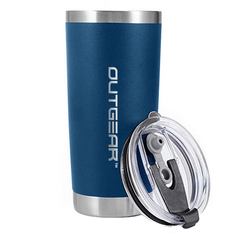 OutGear 600ml Stainless Steel Thermal Travel Mug – Double-Wall Insulated, BPA-Free Sliding Lid, Hot & Cold Retention, Fits Car Cup Holders - Indigo