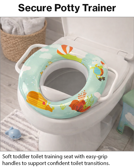 Toddler Potty Training Seat with Handles – Ocean Blue Design