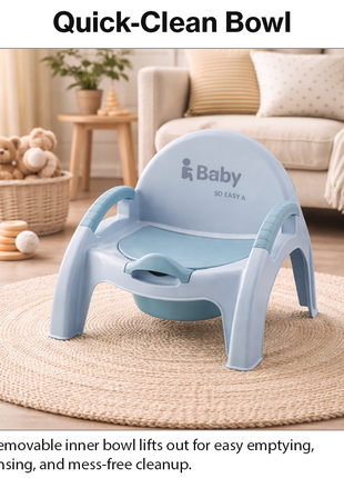 Potty Training Chair – Ergonomic Toddler Toilet Seat with Removable Bowl – Blue