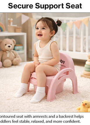 Potty Training Chair – Ergonomic Toddler Toilet Seat with Removable Bowl – Pink