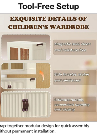 Stackable Plastic Closet Cabinet 3-Layer – Folding Wardrobe Organizer with Clothes Rod & Wheel