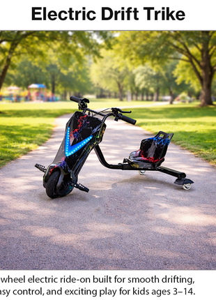 3-Wheel Electric Drifting Trike 36V 3.6Ah – ABS Body, Bluetooth Music, PU Wheels