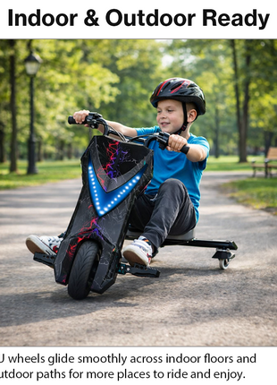 3-Wheel Electric Drifting Trike 36V 3.6Ah – ABS Body, Bluetooth Music, PU Wheels