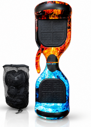 Self Balancing Hoverboard with Protective Knee Pads Set & 36V Charger Fire and Ice Design