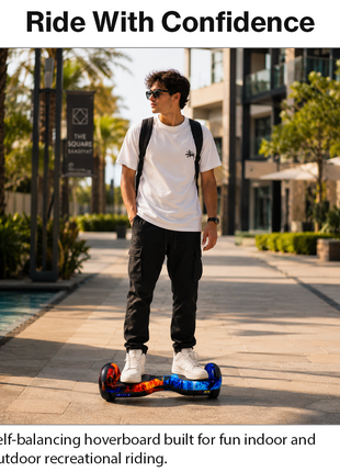 Self Balancing Hoverboard with Protective Knee Pads Set & 36V Charger Fire and Ice Design