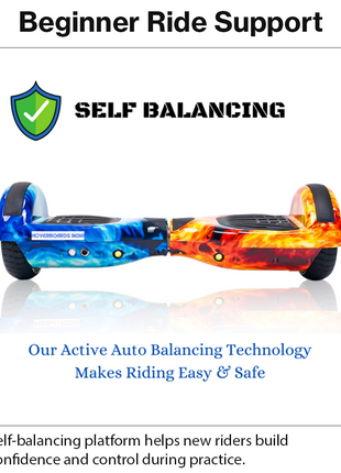 Self Balancing Hoverboard with Protective Knee Pads Set & 36V Charger Fire and Ice Design
