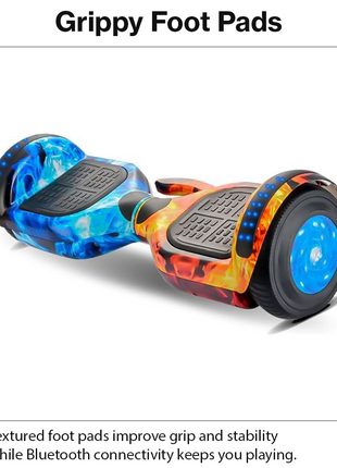 Self Balancing Hoverboard with Protective Knee Pads Set & 36V Charger Fire and Ice Design