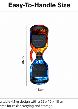 Self Balancing Hoverboard with Protective Knee Pads Set & 36V Charger Fire and Ice Design