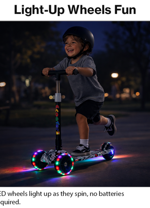 Folding Kids Scooter 3-Wheel with LED Wheels, 4-Level Adjustable Handlebar, Rear Brake, Tilt Steering