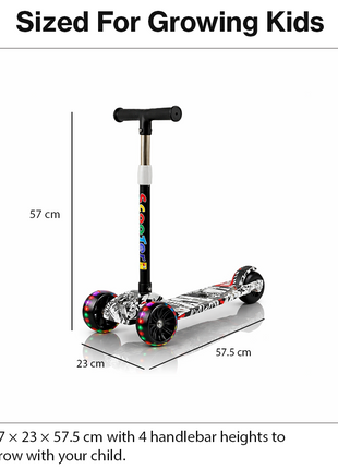 Folding Kids Scooter 3-Wheel with LED Wheels, 4-Level Adjustable Handlebar, Rear Brake, Tilt Steering