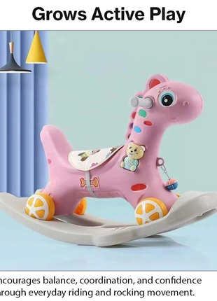 2-in-1 Toddler Rock and Ride Pony – Convertible Rocker/Ride-On – Pink