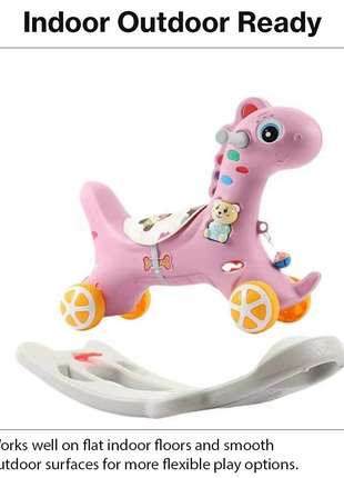 2-in-1 Toddler Rock and Ride Pony – Convertible Rocker/Ride-On – Pink