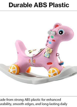 2-in-1 Toddler Rock and Ride Pony – Convertible Rocker/Ride-On – Pink