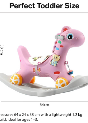 2-in-1 Toddler Rock and Ride Pony – Convertible Rocker/Ride-On – Pink