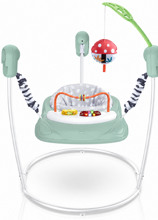 Baby Activity Jumper with Lights & Sounds, Adjustable Height, Interactive Toys, Compact Frame