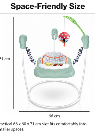Baby Activity Jumper with Lights & Sounds, Adjustable Height, Interactive Toys, Compact Frame