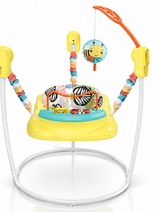 Baby Activity Jumper with Lights & Sounds, Adjustable Height, Interactive Toys, Compact Frame Yellow