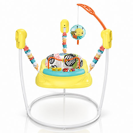 Baby Activity Jumper with Lights & Sounds, Adjustable Height, Interactive Toys, Compact Frame Yellow