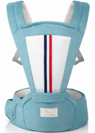 Ergonomic Baby Carrier with Hip Seat 3.5–13 kg – Breathable Mesh – Adjustable Straps Blue