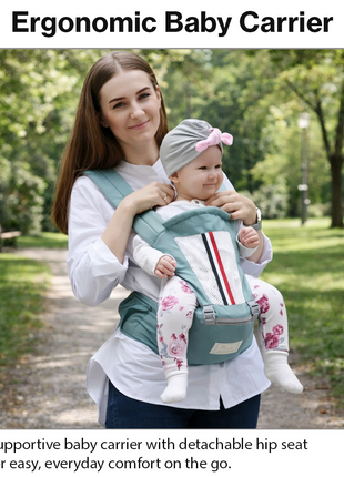 Ergonomic Baby Carrier with Hip Seat 3.5–13 kg – Breathable Mesh – Adjustable Straps Blue