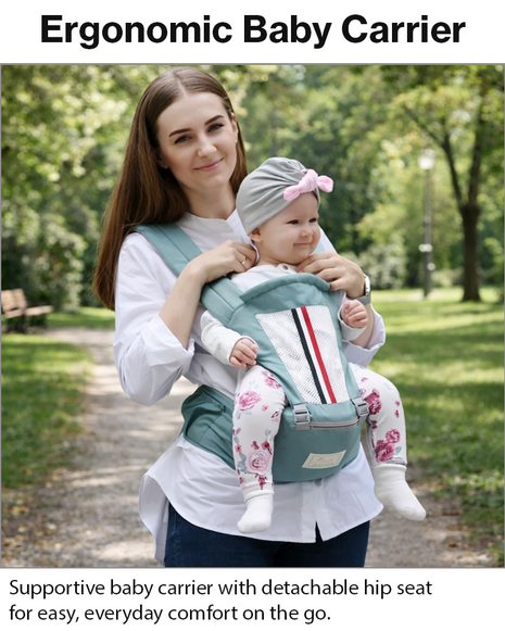 Ergonomic Baby Carrier with Hip Seat 3.5–13 kg – Breathable Mesh – Adjustable Straps Blue