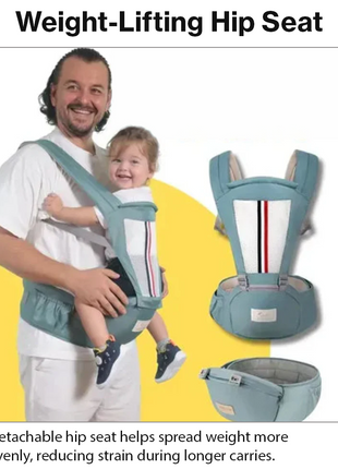 Ergonomic Baby Carrier with Hip Seat 3.5–13 kg – Breathable Mesh – Adjustable Straps Blue