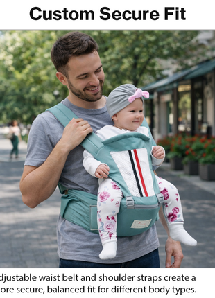 Ergonomic Baby Carrier with Hip Seat 3.5–13 kg – Breathable Mesh – Adjustable Straps Blue