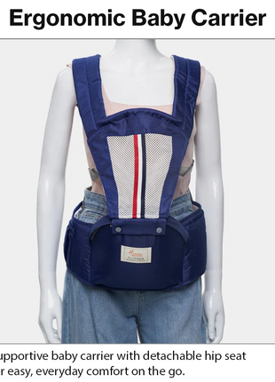 Ergonomic Baby Carrier with Hip Seat 3.5–13 kg – Breathable Mesh – Adjustable Straps Navy