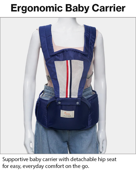Ergonomic Baby Carrier with Hip Seat 3.5–13 kg – Breathable Mesh – Adjustable Straps Navy