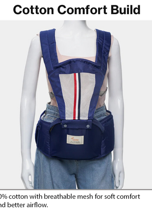 Ergonomic Baby Carrier with Hip Seat 3.5–13 kg – Breathable Mesh – Adjustable Straps Navy
