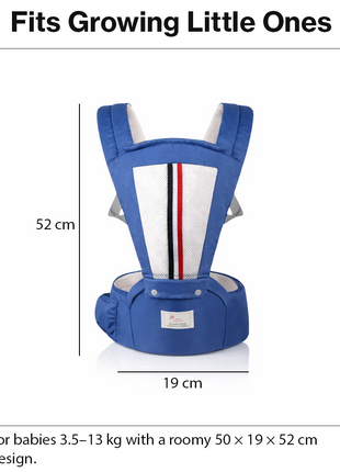 Ergonomic Baby Carrier with Hip Seat 3.5–13 kg – Breathable Mesh – Adjustable Straps Navy