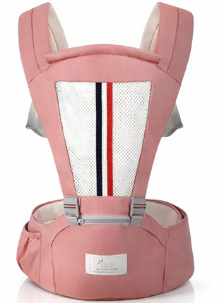 Ergonomic Baby Carrier with Hip Seat 3.5–13 kg – Breathable Mesh – Adjustable Straps Pink