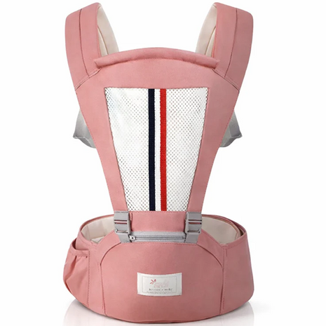 Ergonomic Baby Carrier with Hip Seat 3.5–13 kg – Breathable Mesh – Adjustable Straps Pink